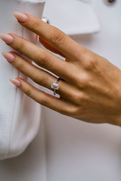 2.9 Carats Emerald Pave Styled Moissanite Engagement Ring