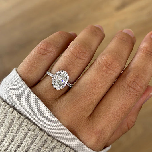 Marquise Shaped Three Stone Lab Grown Diamond Engagement Ring