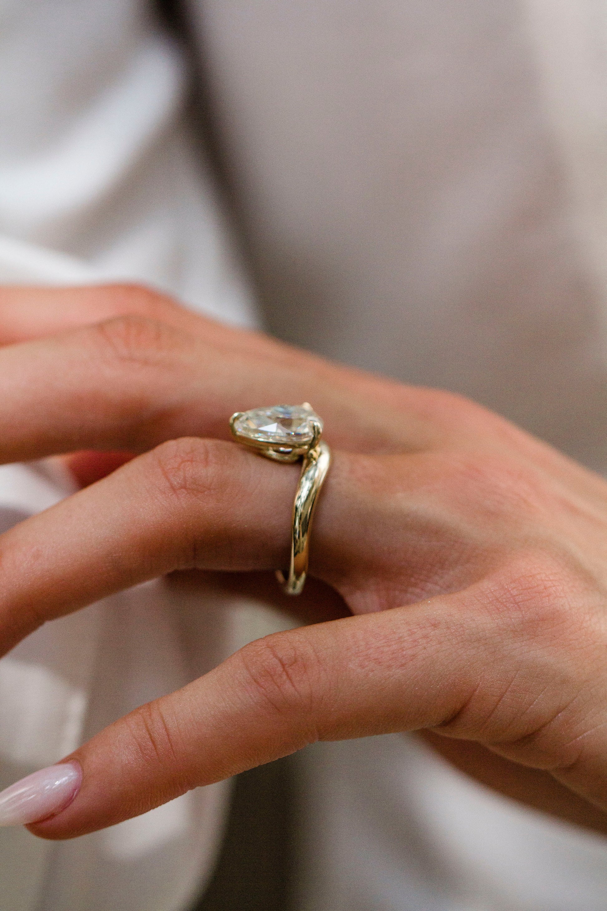 2.9 Carats Emerald Pave Styled Moissanite Engagement Ring