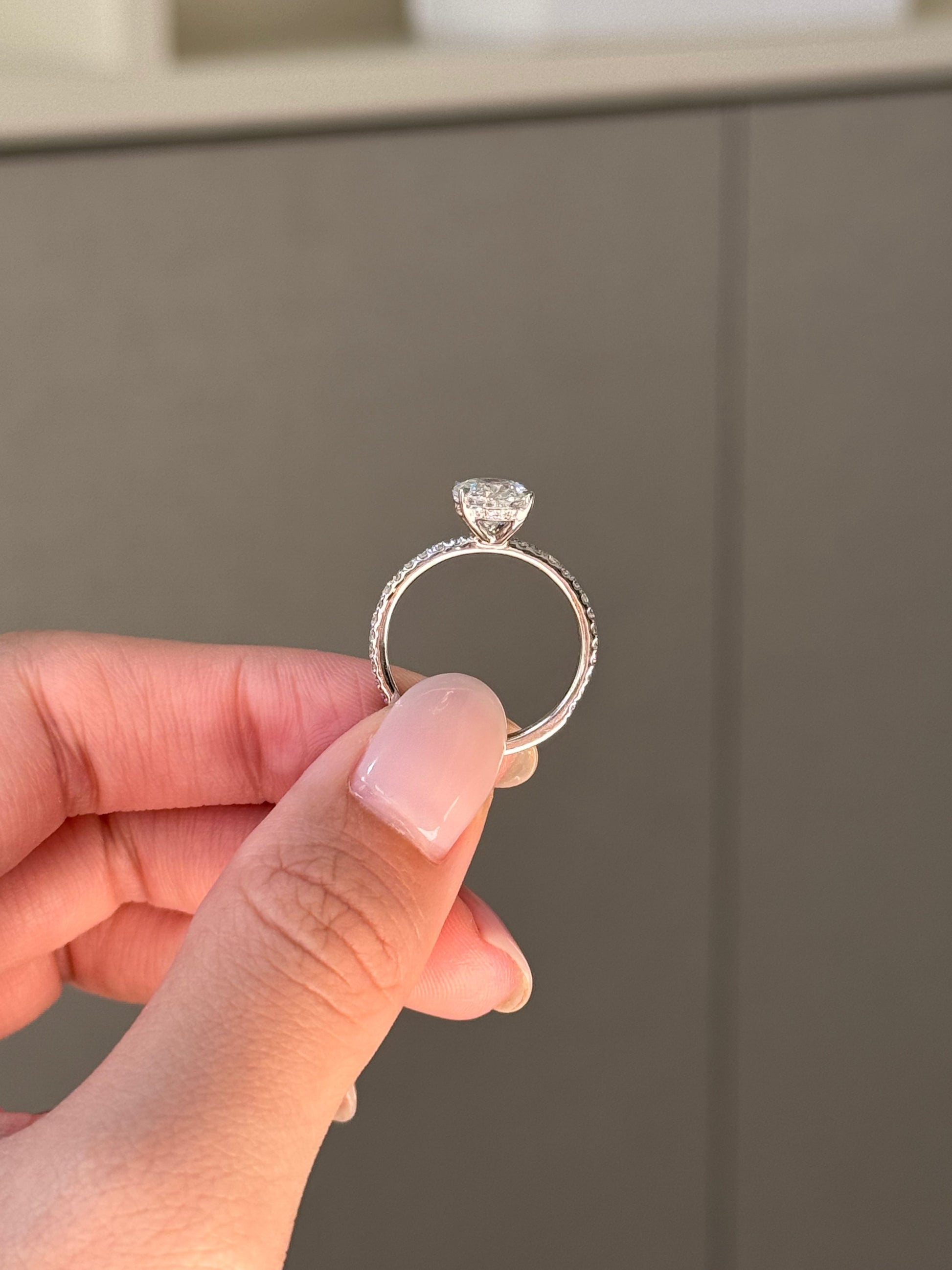 Marquise Shaped Three Stone Lab Grown Diamond Engagement Ring