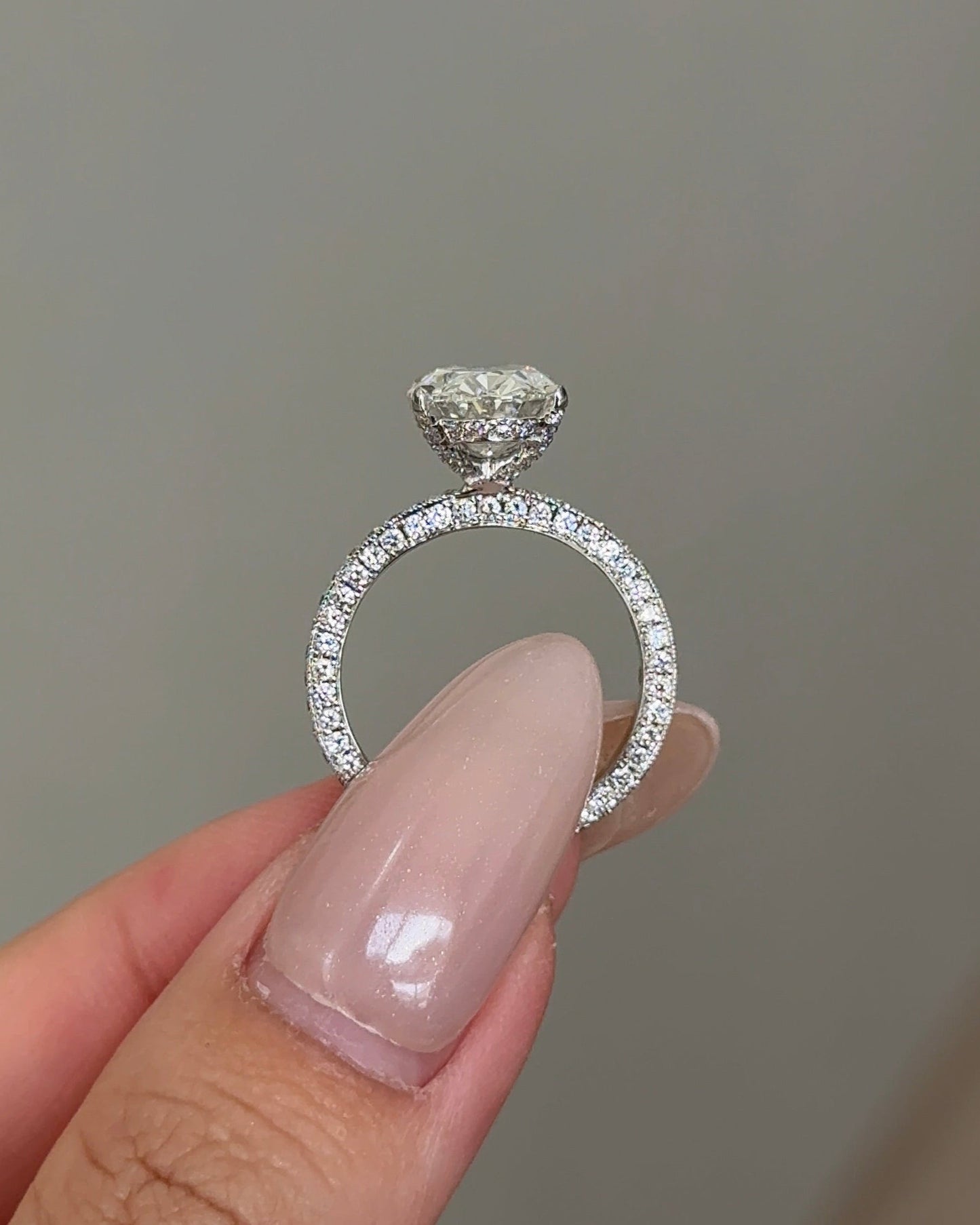 Marquise Shaped Three Stone Lab Grown Diamond Engagement Ring