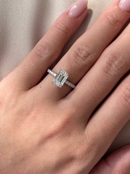 Marquise Shaped Three Stone Lab Grown Diamond Engagement Ring