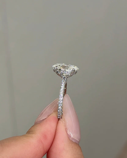 Marquise Shaped Three Stone Lab Grown Diamond Engagement Ring