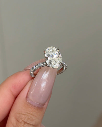 Marquise Shaped Three Stone Lab Grown Diamond Engagement Ring