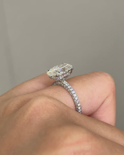 Marquise Shaped Three Stone Lab Grown Diamond Engagement Ring