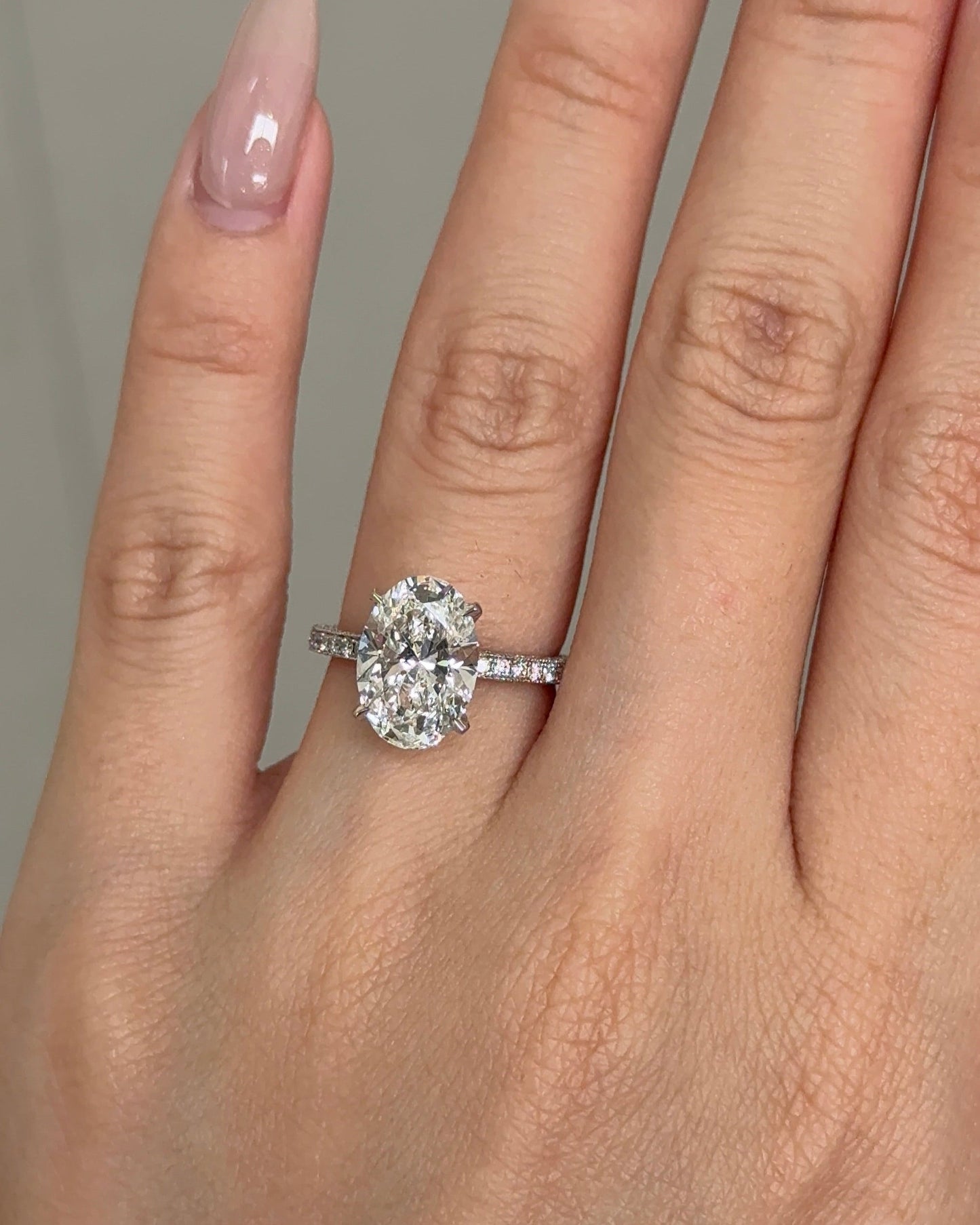 Marquise Shaped Three Stone Lab Grown Diamond Engagement Ring