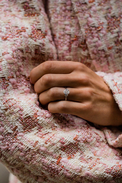 2.9 Carats Emerald Pave Styled Moissanite Engagement Ring