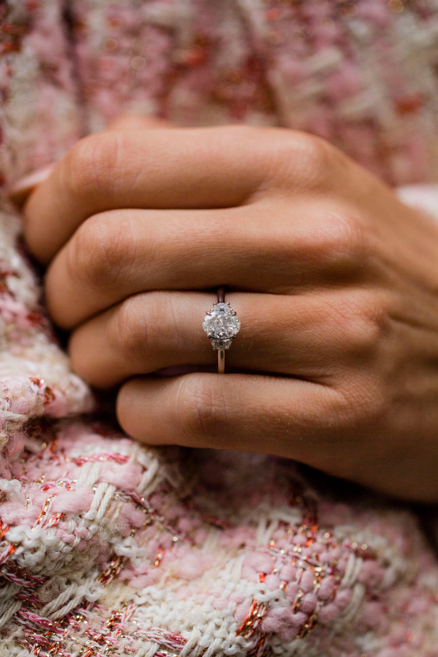 2.9 Carats Emerald Pave Styled Moissanite Engagement Ring