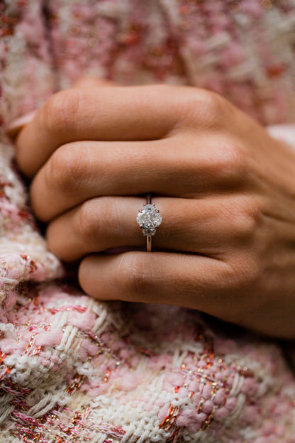 2.9 Carats Emerald Pave Styled Moissanite Engagement Ring