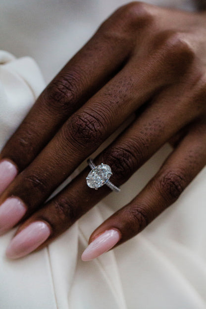 2.9 Carats Emerald Pave Styled Moissanite Engagement Ring