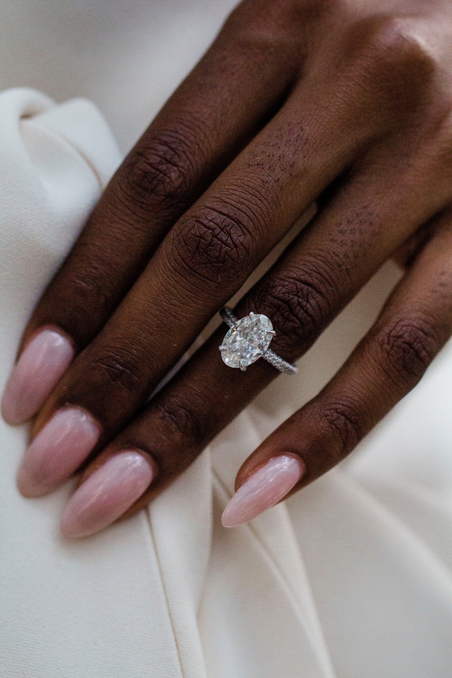 2.9 Carats Emerald Pave Styled Moissanite Engagement Ring