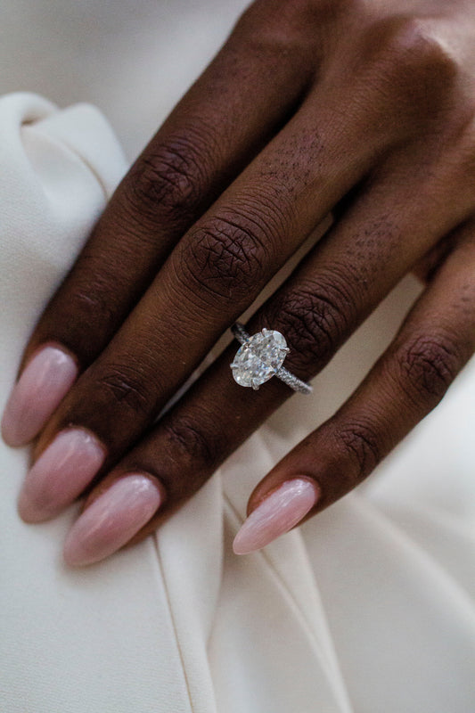 2.9 Carats Emerald Pave Styled Moissanite Engagement Ring