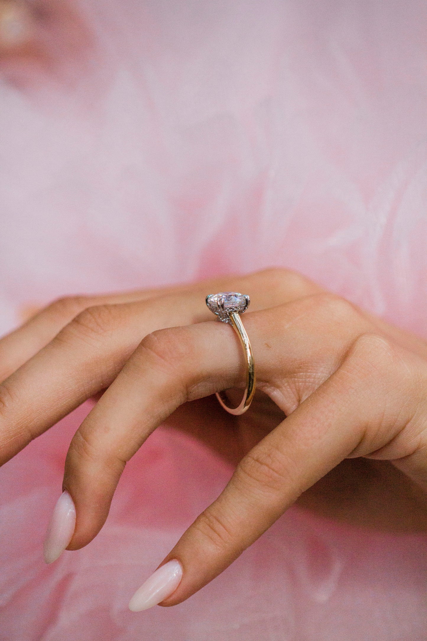 2.9 Carats Emerald Pave Styled Moissanite Engagement Ring