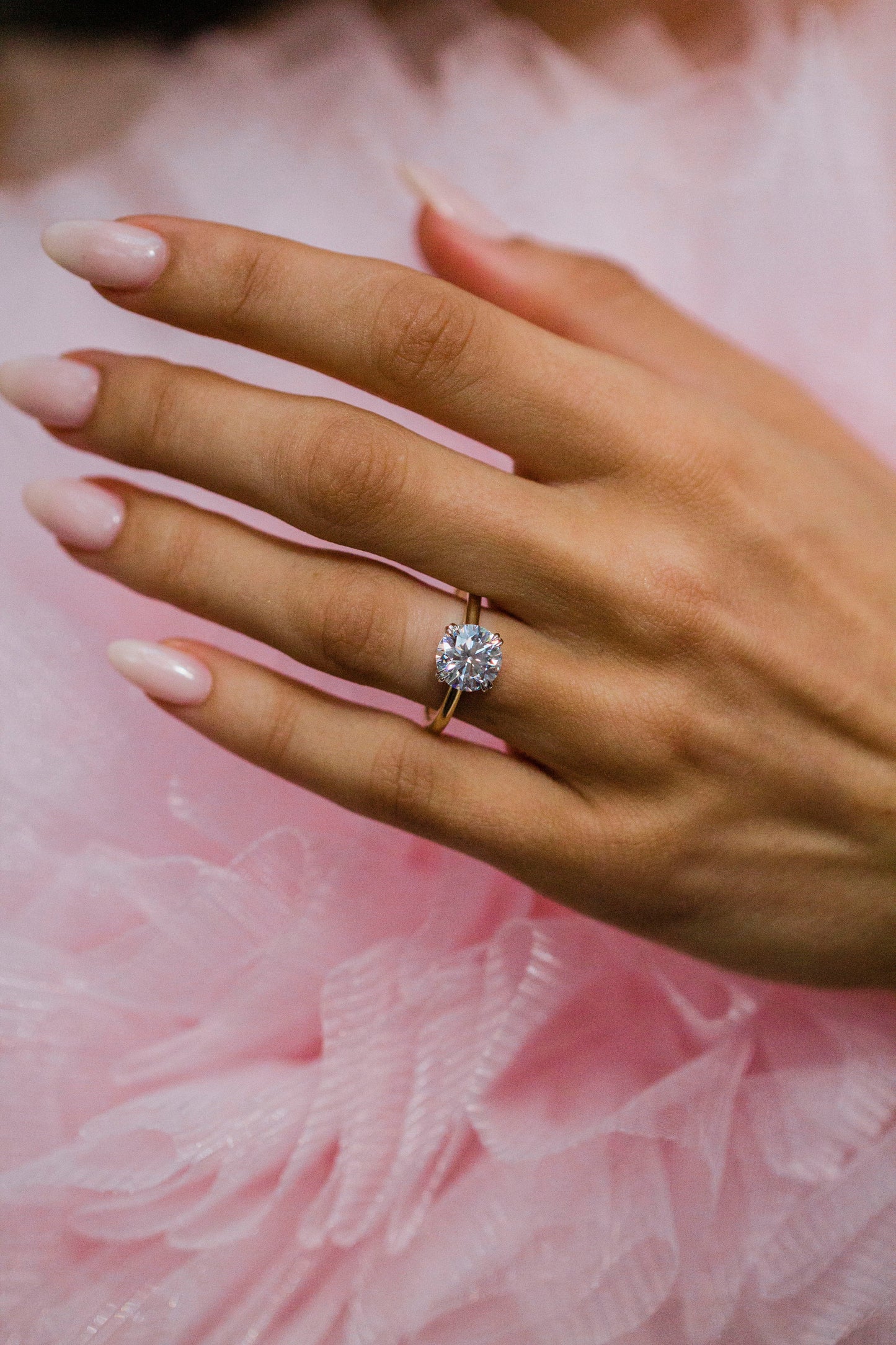 2.9 Carats Emerald Pave Styled Moissanite Engagement Ring