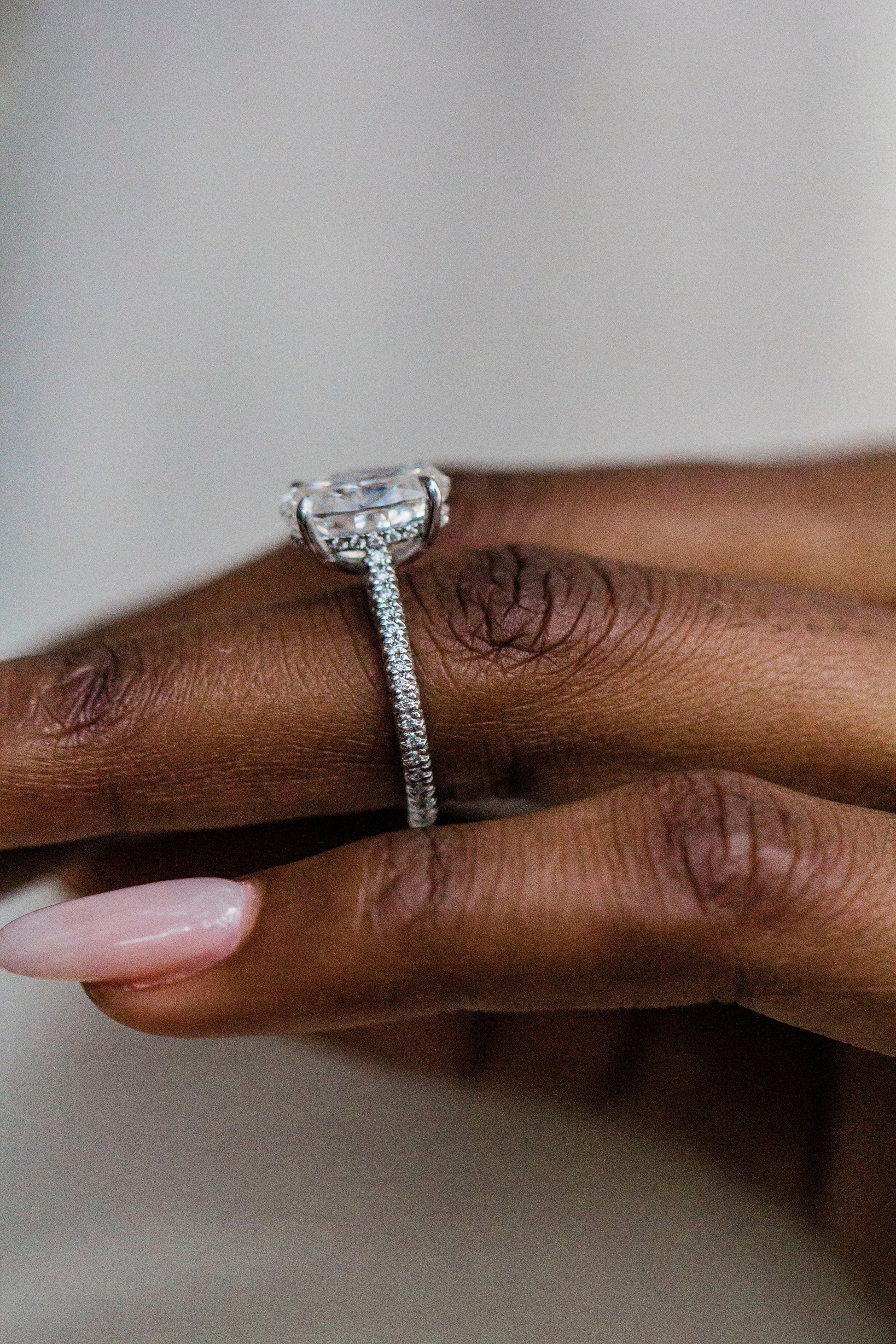 2.9 Carats Emerald Pave Styled Moissanite Engagement Ring