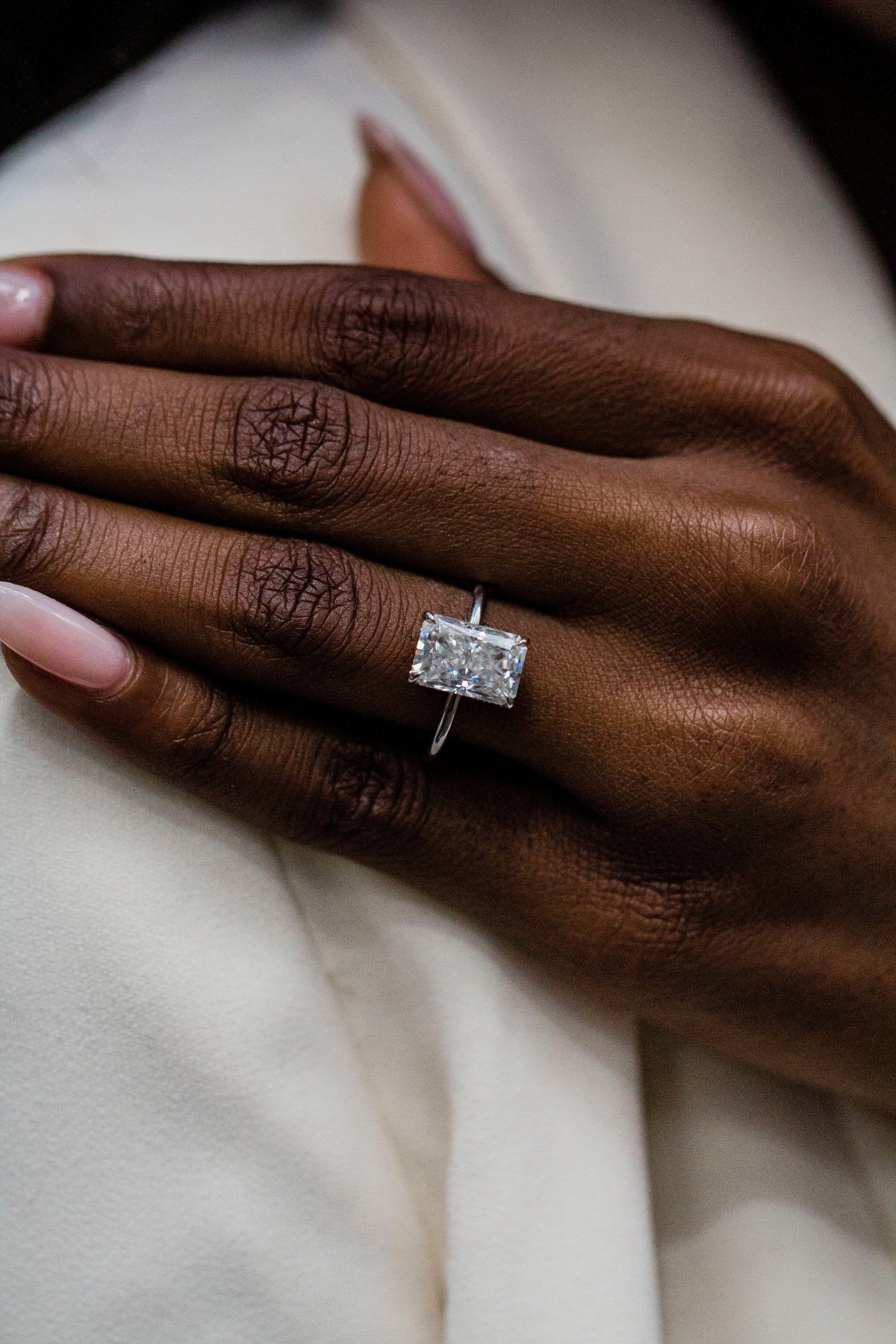 2.9 Carats Emerald Pave Styled Moissanite Engagement Ring