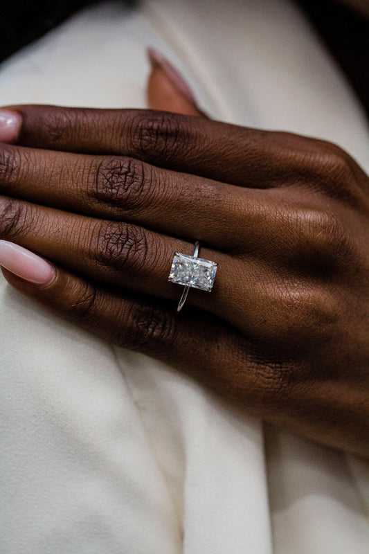 2.9 Carats Emerald Pave Styled Moissanite Engagement Ring