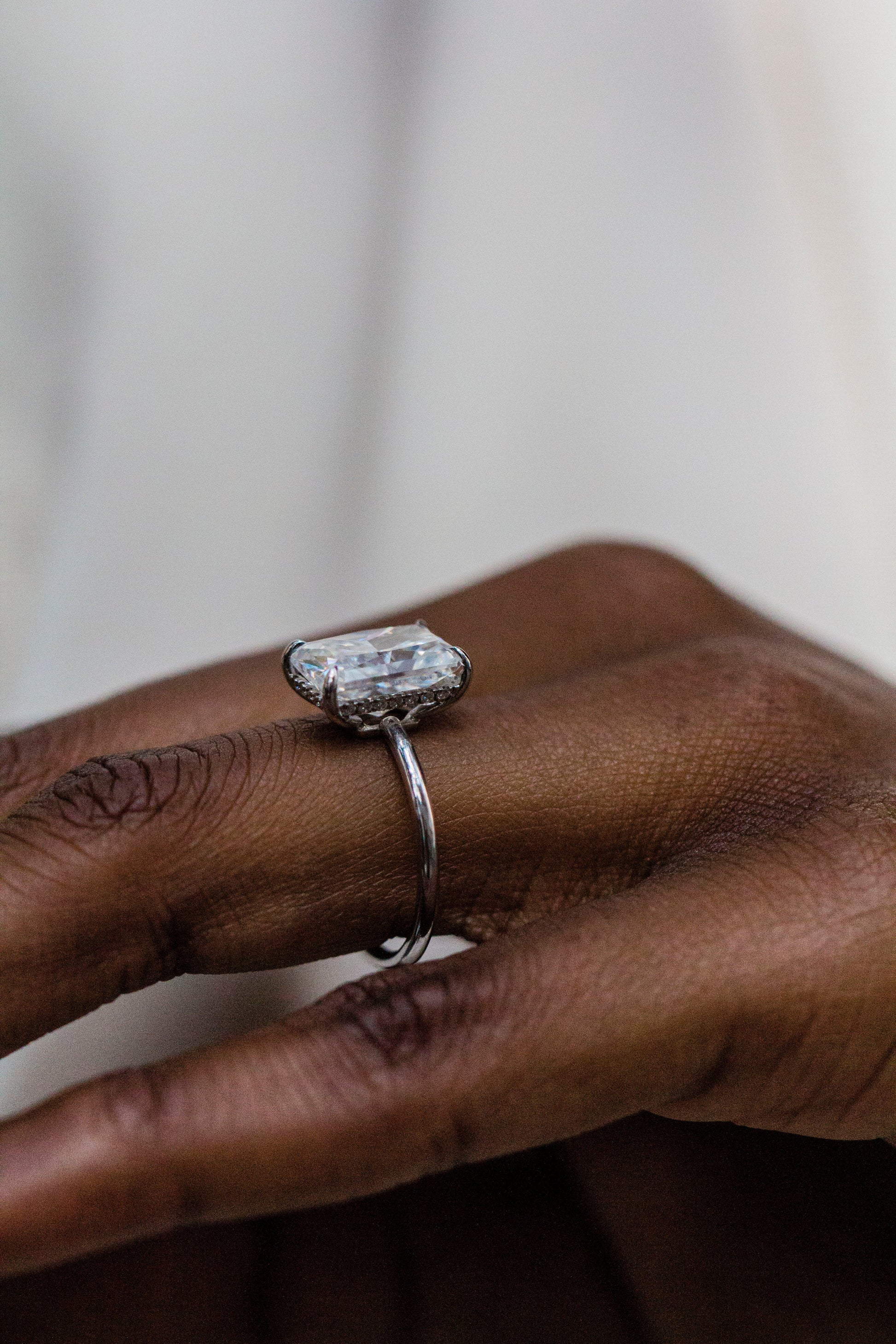 2.9 Carats Emerald Pave Styled Moissanite Engagement Ring