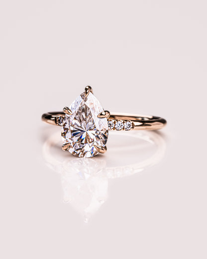 1.93 CT Pear Cut Moissanite Engagement Ring With Hidden Halo Setting