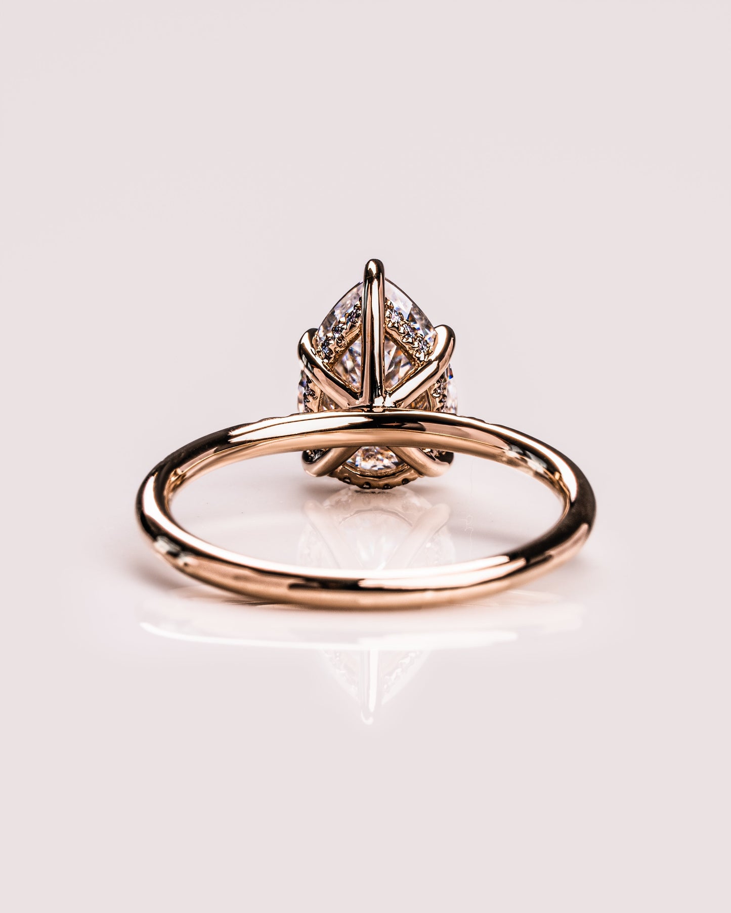 1.93 CT Pear Cut Moissanite Engagement Ring With Hidden Halo Setting