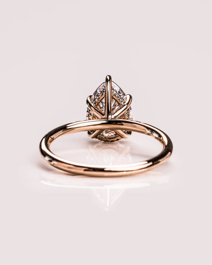 1.93 CT Pear Cut Moissanite Engagement Ring With Hidden Halo Setting