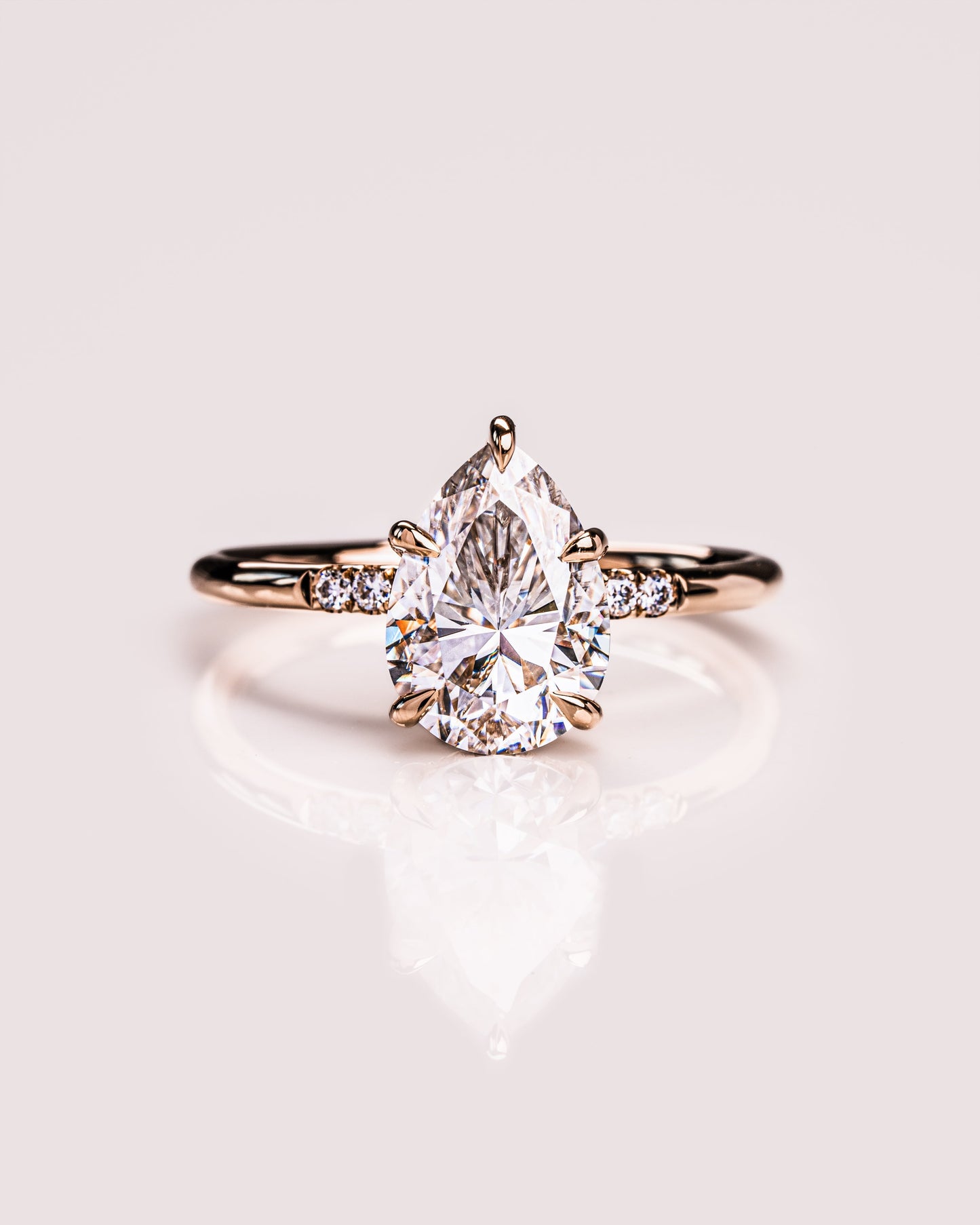 1.93 CT Pear Cut Moissanite Engagement Ring With Hidden Halo Setting