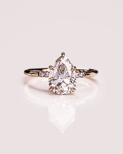 1.93 CT Pear Cut Moissanite Engagement Ring With Hidden Halo Setting