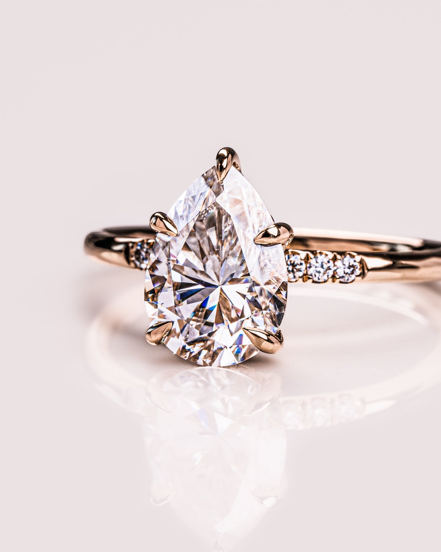 1.93 CT Pear Cut Moissanite Engagement Ring With Hidden Halo Setting