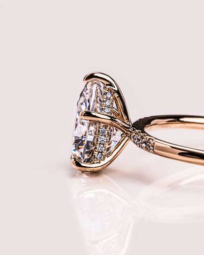 1.93 CT Pear Cut Moissanite Engagement Ring With Hidden Halo Setting