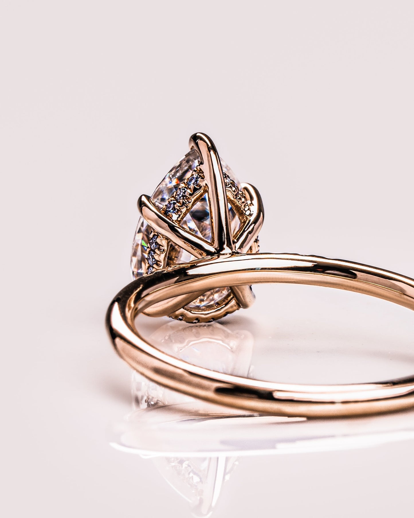 1.93 CT Pear Cut Moissanite Engagement Ring With Hidden Halo Setting