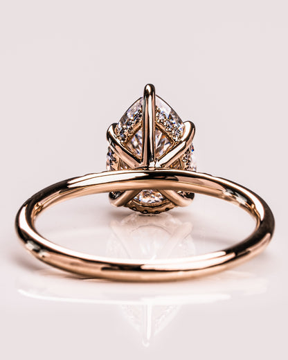 1.93 CT Pear Cut Moissanite Engagement Ring With Hidden Halo Setting