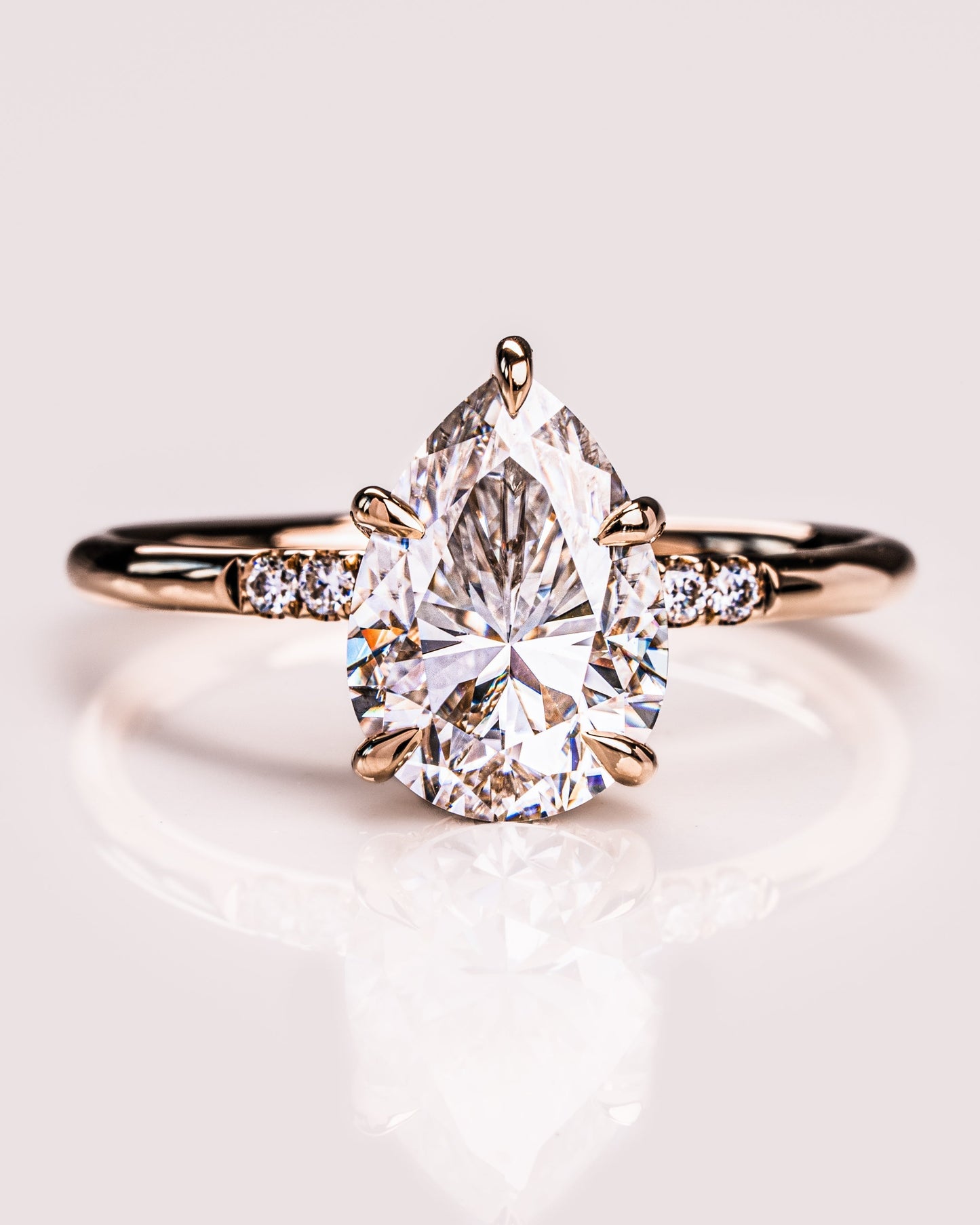 1.93 CT Pear Cut Moissanite Engagement Ring With Hidden Halo Setting