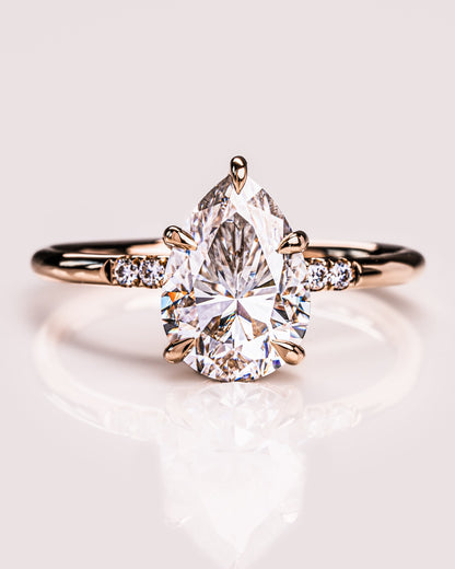 1.93 CT Pear Cut Moissanite Engagement Ring With Hidden Halo Setting