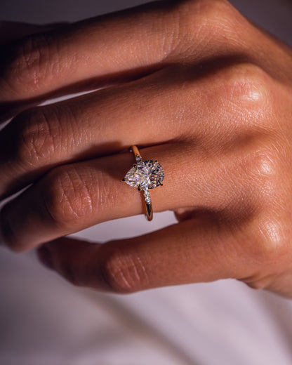 1.93 CT Pear Cut Moissanite Engagement Ring With Hidden Halo Setting