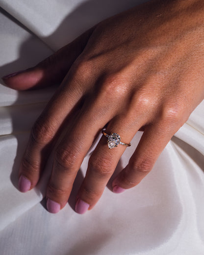 1.93 CT Pear Cut Moissanite Engagement Ring With Hidden Halo Setting