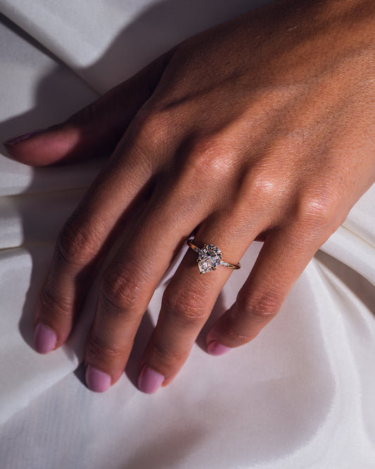 1.93 CT Pear Cut Moissanite Engagement Ring With Hidden Halo Setting