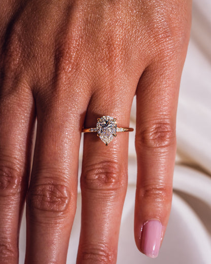 1.93 CT Pear Cut Moissanite Engagement Ring With Hidden Halo Setting