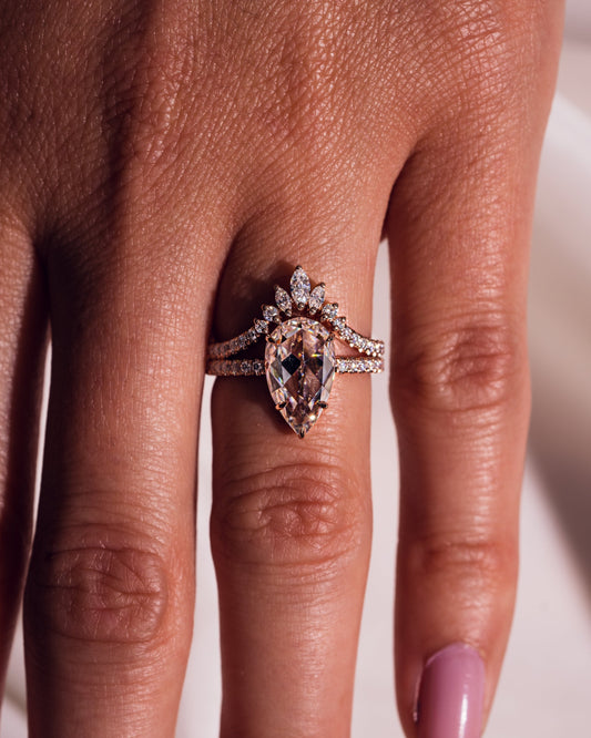 3.09 CT Pear Cut Moissanite Solitaire Bridal Ring Set
