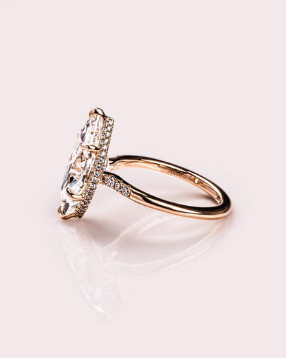 2.48 CT Marquise Cut Moissanite Engagement Ring With Hidden Halo Setting