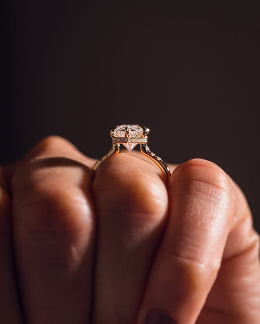 2.48 CT Marquise Cut Moissanite Engagement Ring With Hidden Halo Setting
