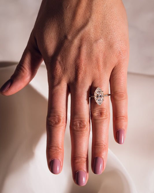 2.48 CT Marquise Cut Moissanite Engagement Ring With Hidden Halo Setting