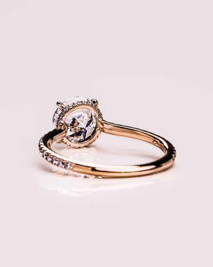 2.26 CT Round Cut Moissanite Engagement Ring With Hidden Halo Setting