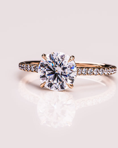 2.26 CT Round Cut Moissanite Engagement Ring With Hidden Halo Setting