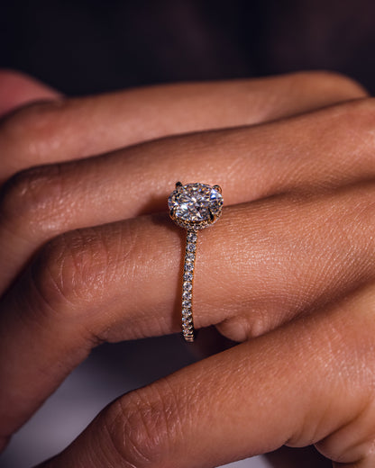 2.26 CT Round Cut Moissanite Engagement Ring With Hidden Halo Setting