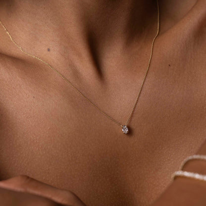 0.50 CT Oval Moissanite Diamond Solitaire Necklace in Solid Gold