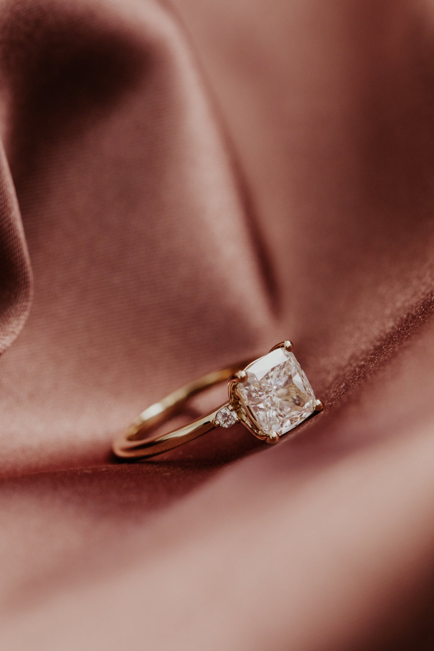 Marquise Shaped Three Stone Lab Grown Diamond Engagement Ring