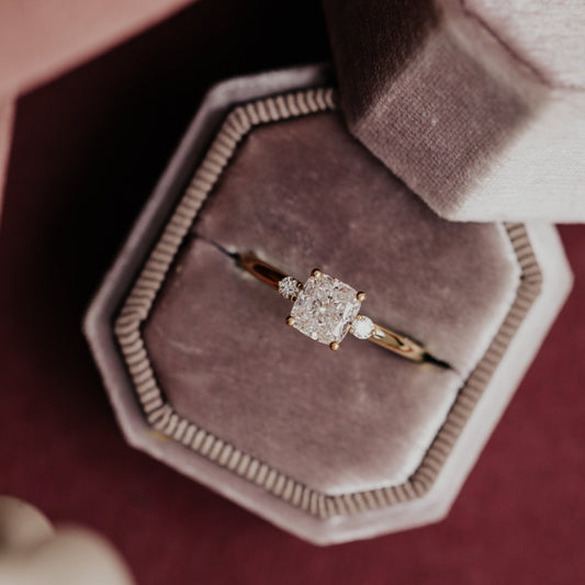 Marquise Shaped Three Stone Lab Grown Diamond Engagement Ring