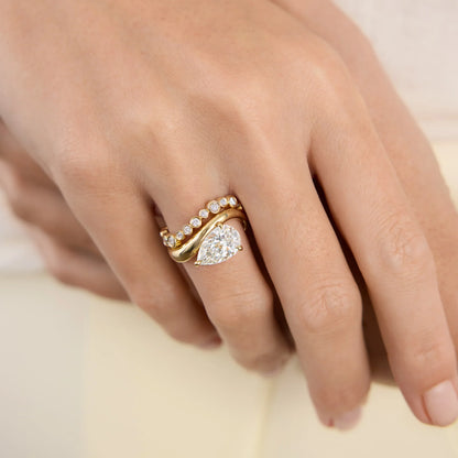 Timeless 0.25 TCW Round Stones Unique Swirl Bezel Moissanite Diamond Wedding Band