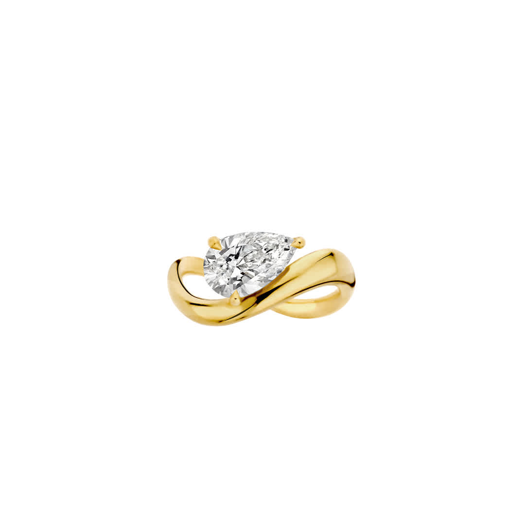 Timeless 2 CT Pear Cut Swirl Solitaire Styled Moissanite Diamond Engagement Ring