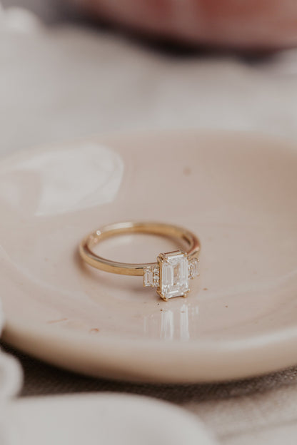 Marquise Shaped Three Stone Lab Grown Diamond Engagement Ring